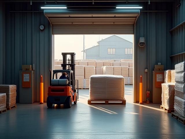 Palletized freight being efficiently loaded into a trailer at a loading dock in Louisville